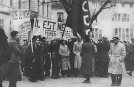 [Genève: manifestation FOBB pour le paiement des jours fériés, Cour St-Pierre]