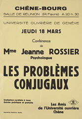 Les problèmes conjugaux - Conférence  de Mme Jeanne Rossier